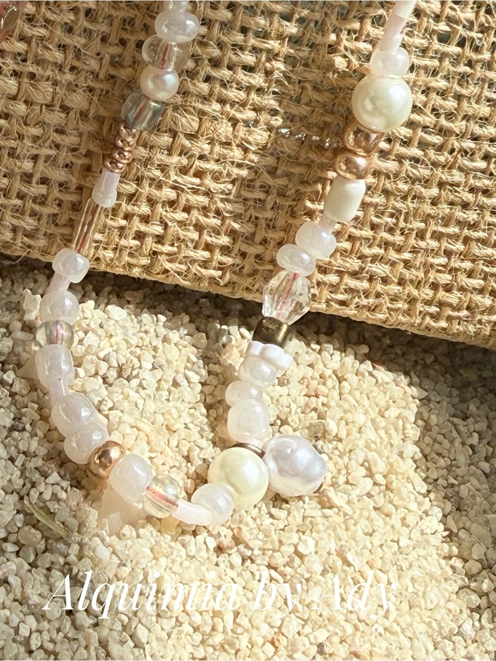 SINGLE STRAND Beaded Necklace with Silver Shell Pendant SELENITE